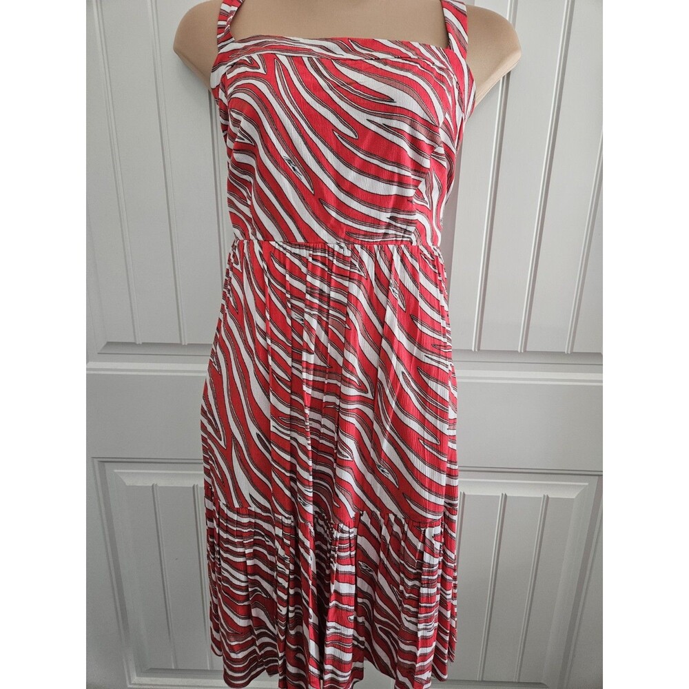 Michael Kors Soft Zebra Midi Sundress Dress viscose Red Size 2X Cotton Lined